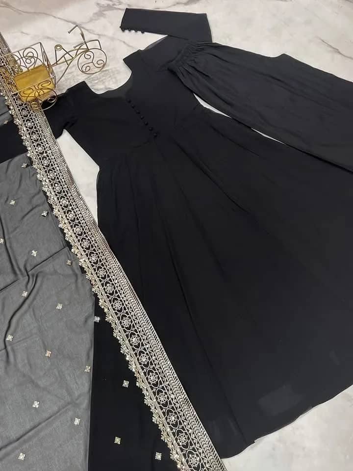 Badam clothing noor e mahfil 3pc georgette organza | Ivoret