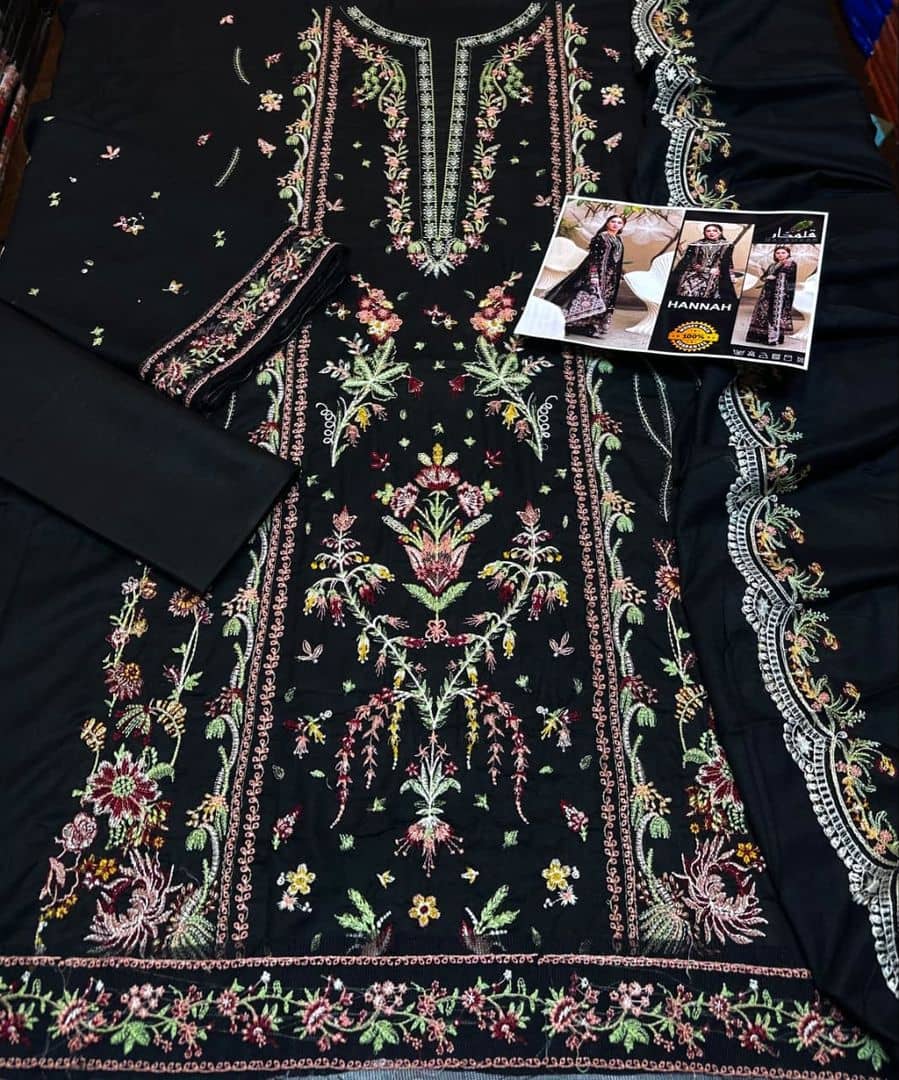 Qalamkar Premium Dhanak 3 Piece Embroidered Winter Suit | Ivoret | Ivoret