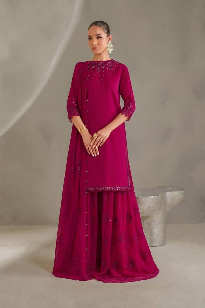 Iznik chiffon adda work embroidered suit with lehnga | Ivoret